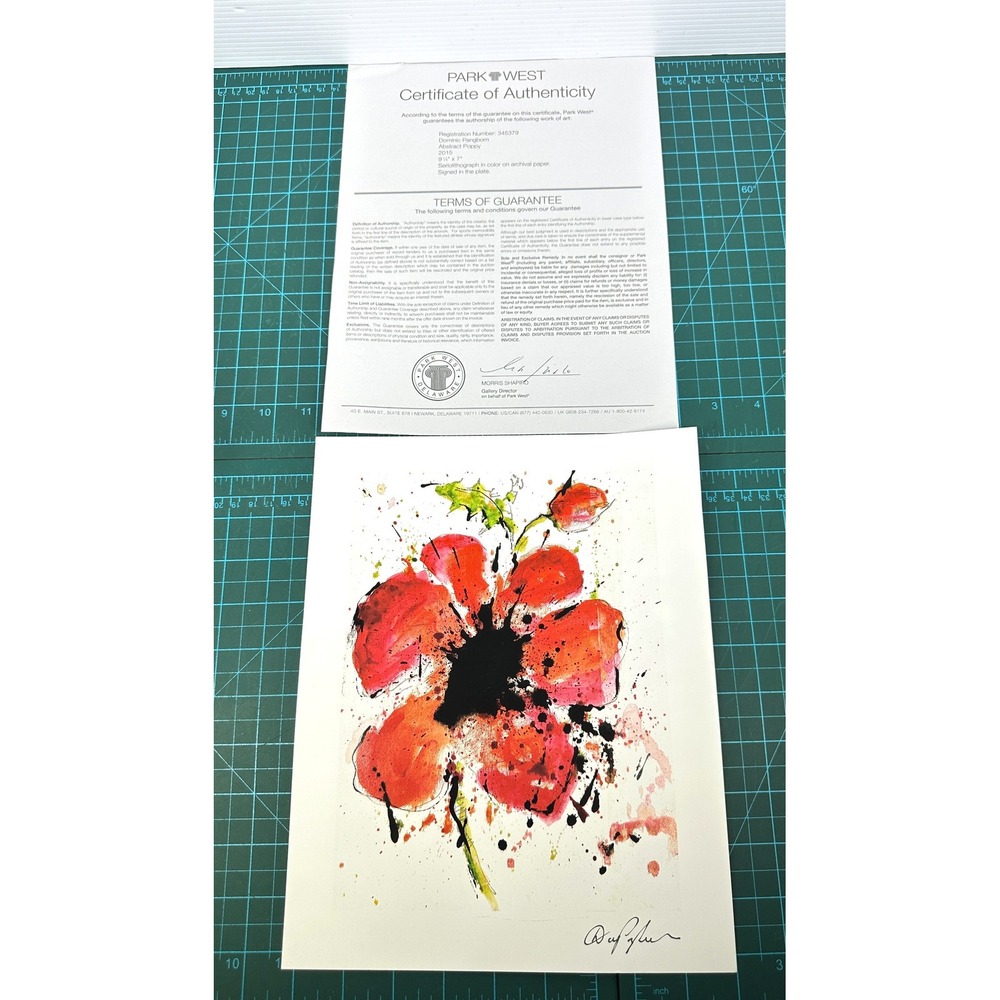Dominic Pangborn Abstract Poppy Signed Seriolithograph Park West COA 2015 Art